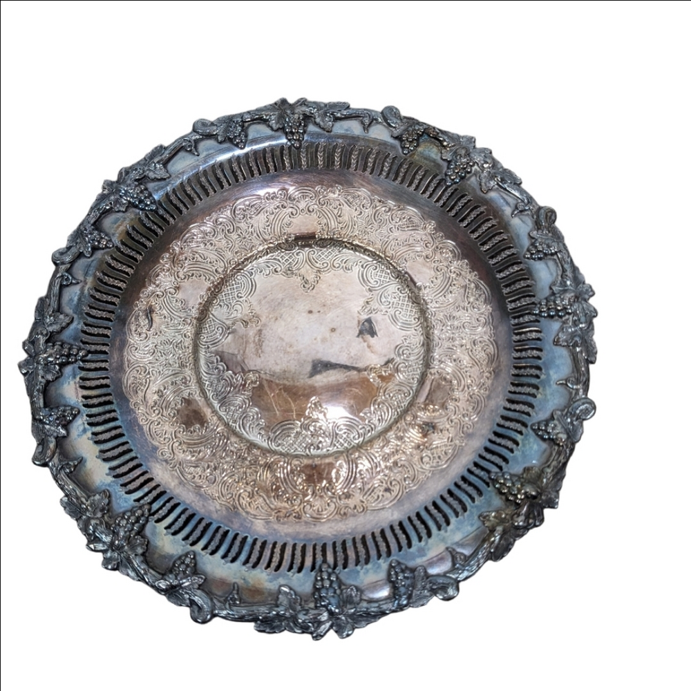 Sterling Silver Plated Copper Sheffield Reproduction Pierced Plate